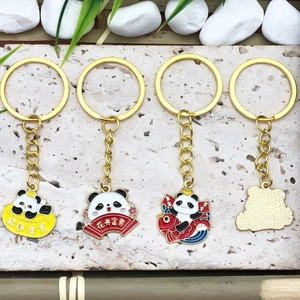 Creative panda keychains with traditional fish patterns and lucky charms for bags