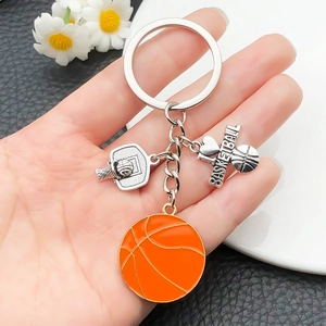 Porte-clés panier de basket créatif avec ballon et pendentif en métal I LOVE BASKETBALL