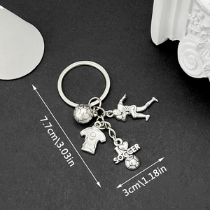Soccer American Football Sports Theme Keychain Zinc Alloy Silver Athlete Jersey Helmet Charms Bag Pendant Keyring Gift