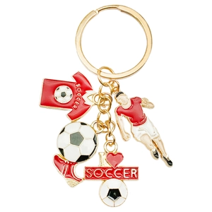 Porte-clés de football doré avec breloques maillot et chaussures pour fans du monde