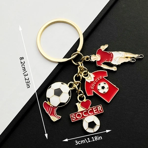 Porte-clés en Alliage de Zinc Émail Football Joueur Maillot Chaussure Charms Sportif Anneau de Métal pour Fans Cadeau