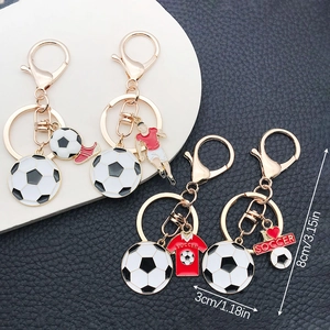 Soccer Theme Metal Keychain With Football Player Jersey Shoes Pendant Enamel Zinc Alloy Key Ring For Sports Fans Gift