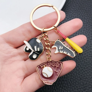 Cute Sports Style Baseball Glove Sneaker Bat Keychain For Men Women Backpack Bag Pendant Zinc Alloy Enamel Sport Fan Gift