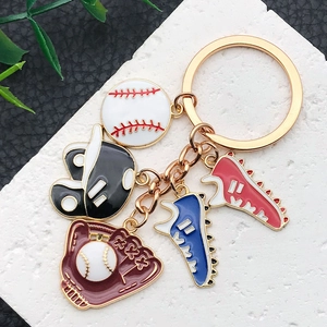 Creative Baseball Theme Keychain Zinc Alloy Enamel Glove Helmet Shoes Pendant Keyring For Sport Fans Bag Charm Decor