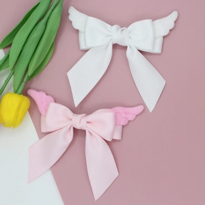 Pince à Cheveux Nœud Papillon Ailes d'Ange Lolita Peluche Ruban de Satin Pince Crocodile Kawaii Accessoires Cheveux Filles Femmes