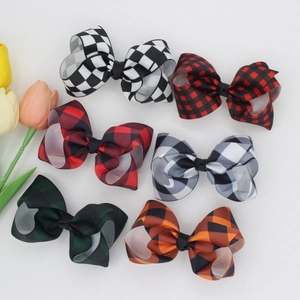 Sweet Velvet Plaid Bow Hair Clip For Women Handmade Checkered Alligator Hair Pin Girls Hair Accessories Princess Headwear