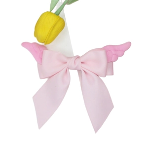 Barrette à cheveux rose avec nœud et ailes en peluche pour filles style Lolita