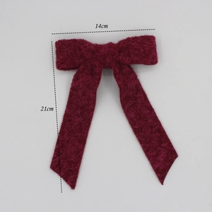 Plüsch Haarspange mit burgunderroter Schleife, süßes Prinzessin Accessoire, 14x21cm