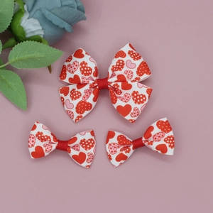 Valentinstag Herzmuster Ripsband Schleife Haarclips Süße Prinzessin Schleife Haarschmuck Für Mädchen Kinder