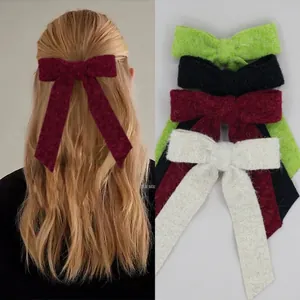 Süße Prinzessin Plüsch Schleife Haarklammer Mit Langem Band Samt Große Schleife Haarnadel Für Damen Mädchen Mode Haarschmuck