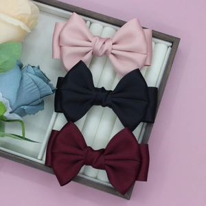 Süße Satinband Schleife Haarklammer Für Mädchen Handgefertigt Prinzessin Krokodilklemme Einfarbig Haarschmuck Für Damen Hinterkopf