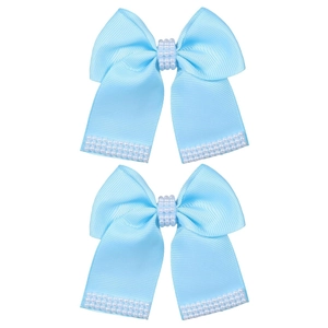 Ensemble de barrettes à nœuds bleu clair élégantes avec perles blanches pour filles