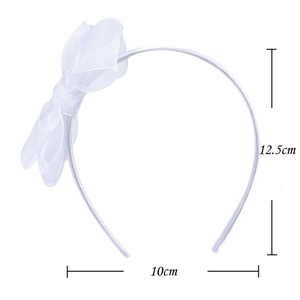 Serre-tête élégant à nœud blanc en organza pour filles, hauteur 12,5cm et largeur 10cm