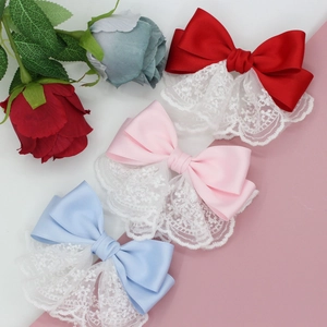 Grande Fermaglio per Capelli con Fiocco in Pizzo Elegante Nastro di Raso Forcina Fata Dolce Principessa Accessori per Capelli Donna