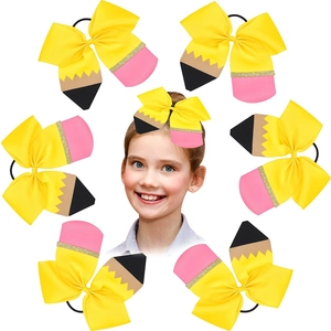 Elastico per Capelli con Fiocco a Forma di Matita 5 Pollici per Bambine Ritorno a Scuola Accessorio per Capelli in Grosgrain Glitter