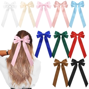 Ballet Style Satin Ribbon Bow Hair Clip For Girls Large Long Streamer Princess Hair Bows Crocodile Clip Handmade Sweet Accessories