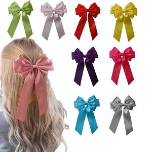 Sweet Satin Ribbon Multi Layer Bow Hair Clip Long Tassel Princess Style Large Bowknot Hairpins For Kids Girls Hair Accessories