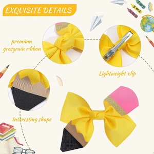 Exquisite creative pencil bow hair clip made of grosgrain ribbon with alligator clip