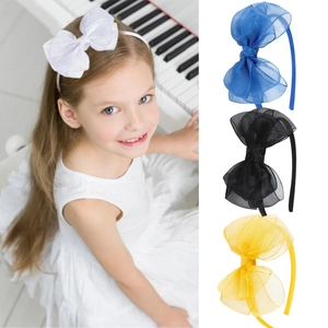 Élégant Serre-tête à Grand Nœud en Organza pour Filles Princesse Accessoires de Cheveux en Tulle Doux Couleur Unie Polyvalent