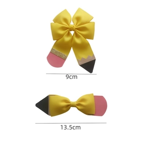 Pencil-Themen-Grosgrain-Schleifen mit Alligator-Haarspangen für Mädchen in 9cm und 13,5cm Größe