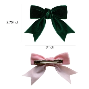 Barrettes à cheveux en velours style ballet rose et vert avec clips en métal