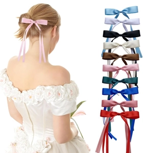Satin Ribbon Bow Hair Clip For Girls Elegant Ballet Style Long Tassel Streamer Hairpin Princess Hair Accessories Jewelry
