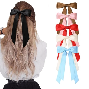 Large Double Layer Satin Ribbon Bow Hair Clip With Long Streamers Balletcore Princess Style Alligator Clip For Women Girls