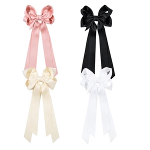 Set di 4 fermagli per capelli con fiocco opaco e nastri lunghi in colori assortiti