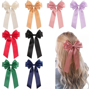 Elegant Oversized Satin Bow Hair Clip With Long Streamers Korean Style Hairpin Ribbon Headpiece Accessory For Women Girls
