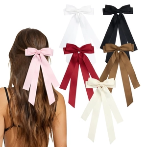 Pince à Cheveux Nœud en Satin Grande Élégante Avec Longs Rubans Pince Croco pour Femme Mariage Fête Accessoires Cheveux