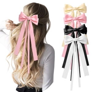 Barrette À Cheveux Élégante En Ruban De Satin Avec Longs Rubans Accessoire De Coiffure Pour Femmes Filles Décoration De Queue De Cheval