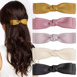 Barrette à Cheveux Élégante à Double Couche avec Nœud en Satin Français pour Femmes Filles Accessoires de Coiffure Faits Main