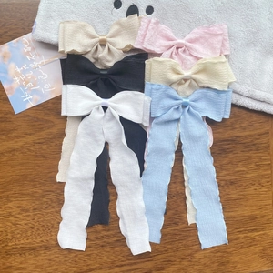 Sweet Pleated Chiffon Ribbon Bow Hair Clip For Women Long Streamer Bowknot Alligator Clip Elegant Hair Accessories Jewelry