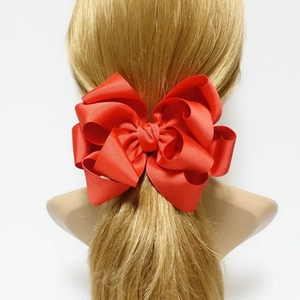 Large Layered Grosgrain Ribbon Bow Hair Clip For Women Girls Handmade Alligator Clip Sweet Solid Color Hair Accessories