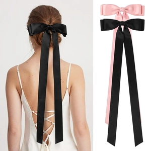 Pince à Cheveux Nœud en Ruban de Satin Extra Long pour Femme Français Élégant Épingle à Cheveux Rubans Accessoire Cheveux