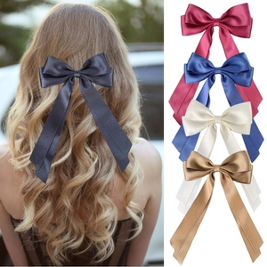 Elegante Fermaglio per Capelli con Fiocco in Satin e Nastro Lungo Stile Coreano Dolce Fatto a Mano Accessorio per Capelli Donna