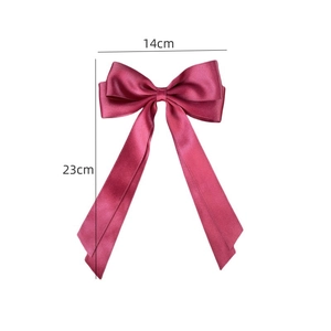 Elegante fermaglio per capelli con fiocco in raso rosso vino e nastri lunghi, 14cm x 23cm