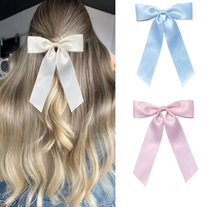 Handmade Satin Bowknot Hair Clip With Long Ribbon Streamers Large Barrette Korean Style Elegant Hair Accessory For Women Girls