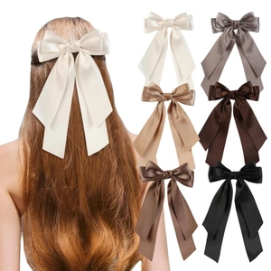 Grande Pince à Cheveux Nœud en Satin Avec Long Ruban Élégante Épingle à Cheveux Couleur Unie Accessoires Cheveux pour Femmes Filles
