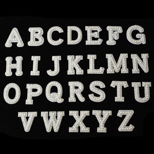 DIY Artificial Pearl Rhinestone Letter Patches Alphabet Applique For Clothing Bags Hair Accessories Craft