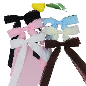 Lace bow hair clips in multiple colors with long ribbons for elegant women accessories
