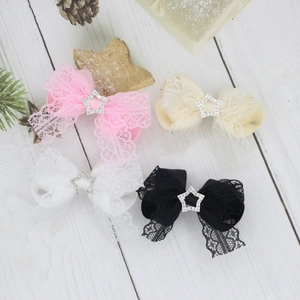 Fermaglio per Capelli Dolce a Fiocco in Pizzo Con Stella Pentagramma di Strass Elegante a Coccodrillo per Donna Ragazza Accessori per Capelli