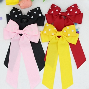 Molletta per Capelli da Donna Dolce in Grosgrain a Pois con Fiocco e Nastro Lungo Fermaglio per Capelli Fatto a Mano