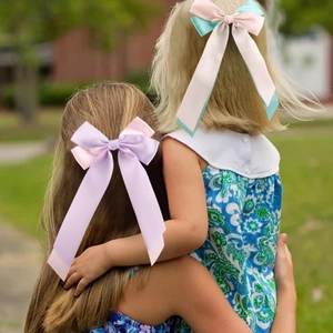 Elegant Bicolor Satin Ribbon Bowknot Hair Clip With Long Streamers Sweet Bow Alligator Clip Hair Accessories For Women