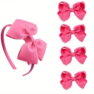 Ensemble de 5 pièces serre-tête et barrettes à nœuds roses pour accessoires cheveux