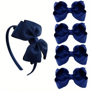 Serre-Tête Et Barrettes À Nœuds Pour Filles Accessoires Cheveux En Ruban Gros-Grain Couleur Unie Décoration Cheveux Douce