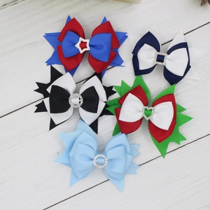 Fermaglio per Capelli con Fiocco in Nastro Multistrato Fatto a Mano per Ragazze Dolce Fiocco in Tessuto con Strass