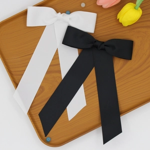 Barrette à Cheveux Élégante Nœud en Ruban Gros-Grain Avec Longs Rubans Style Coréen Doux Accessoire de Cheveux Fait à la Main pour Femme