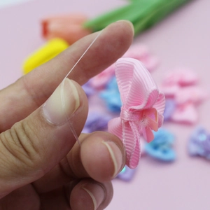 Pink grosgrain ribbon bow with elastic band for girls, infants and pets hair accessory