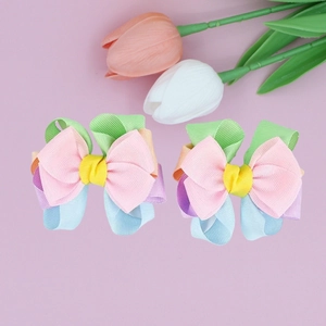 Mollette per Capelli con Fiocco in Nastro Grosgrain a Strati Arcobaleno per Bambini Ragazze Dolci Colori Macaron Accessori per Capelli